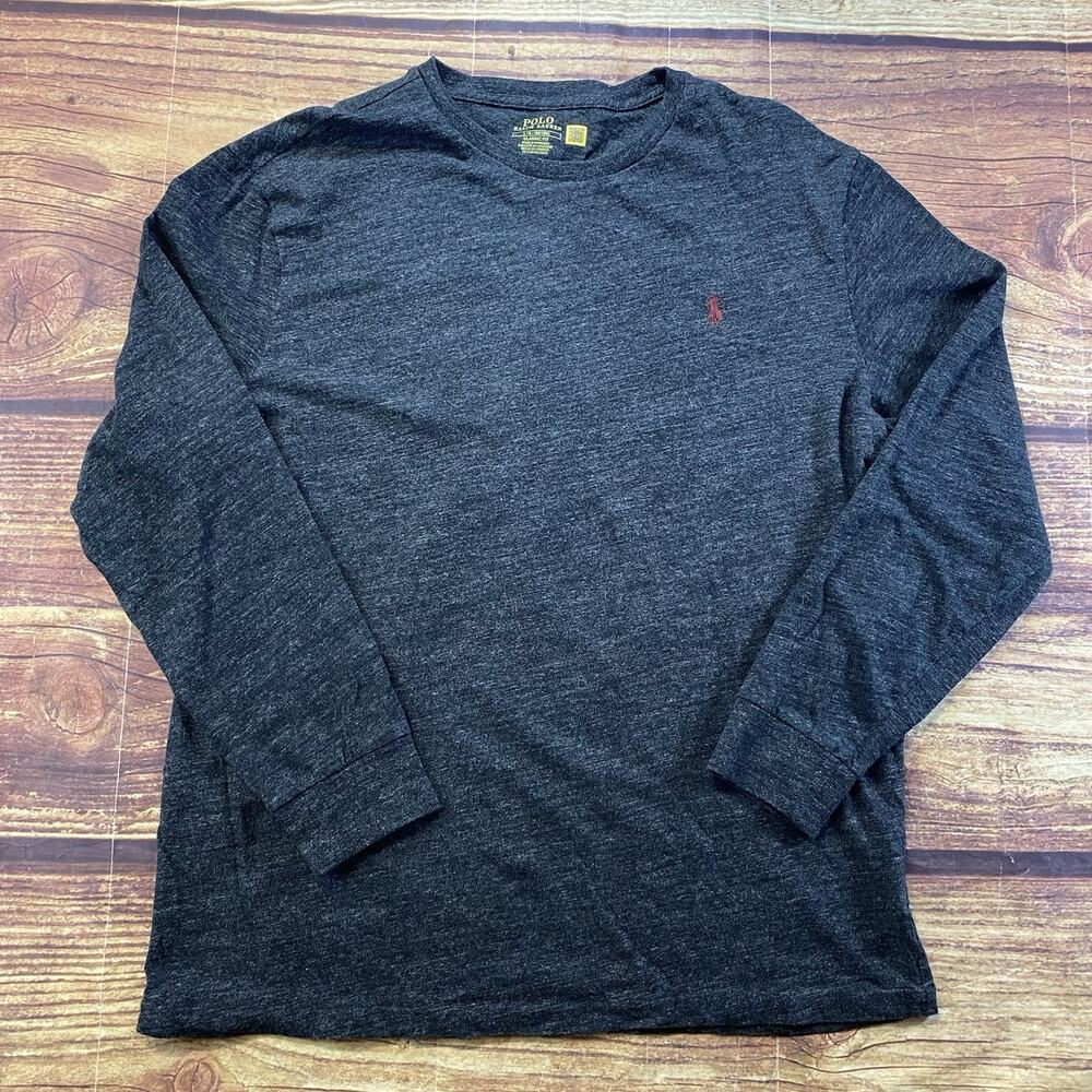 Polo Ralph Lauren Men’s L 100% Cotton Black Gray Charcoal Long Sleeve TShirt